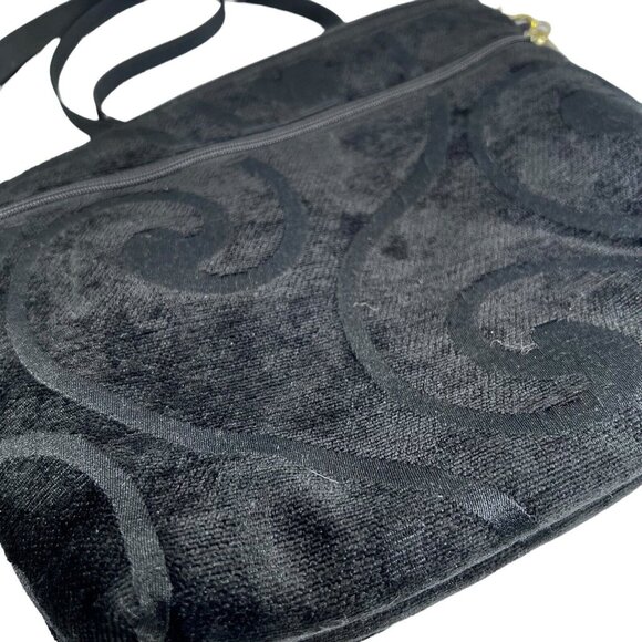 Danny K. Handbags - Vtg Danny K Purse Beverly Hills USA Black Swirl Handbag Crossbody Textured Zip